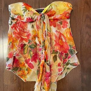 Hot Kiss Floral Strapless Top - Multicolor